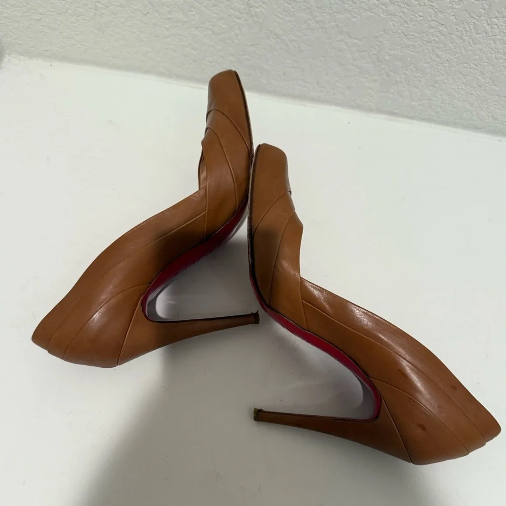 Christian Louboutin Insectika 100 Seta Caramel Tan High Heels 40.5
